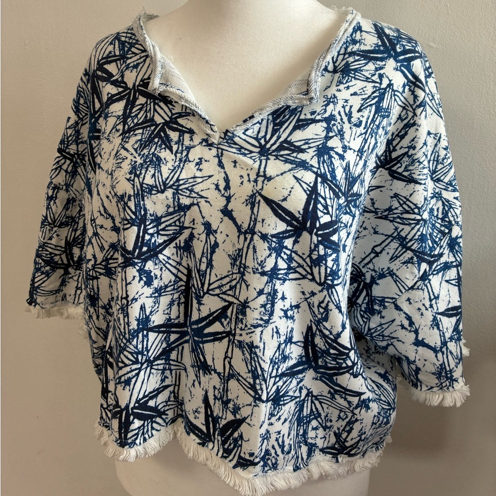 Urban Outfitters Printed Fringe Cropped Sweatshirt Size Large